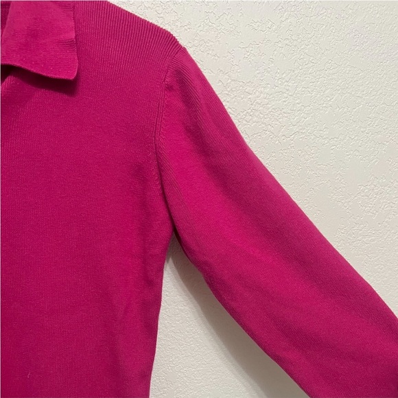 Y2k Magnta/Dark Pink Polo top with Mid-length sleeves - Picture 2 of 3